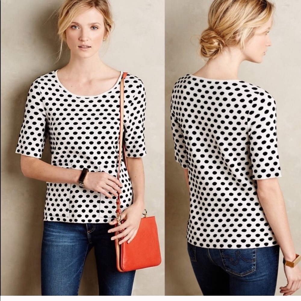 Anthropologie MOTH Polka Dottie Jacquered Sweater